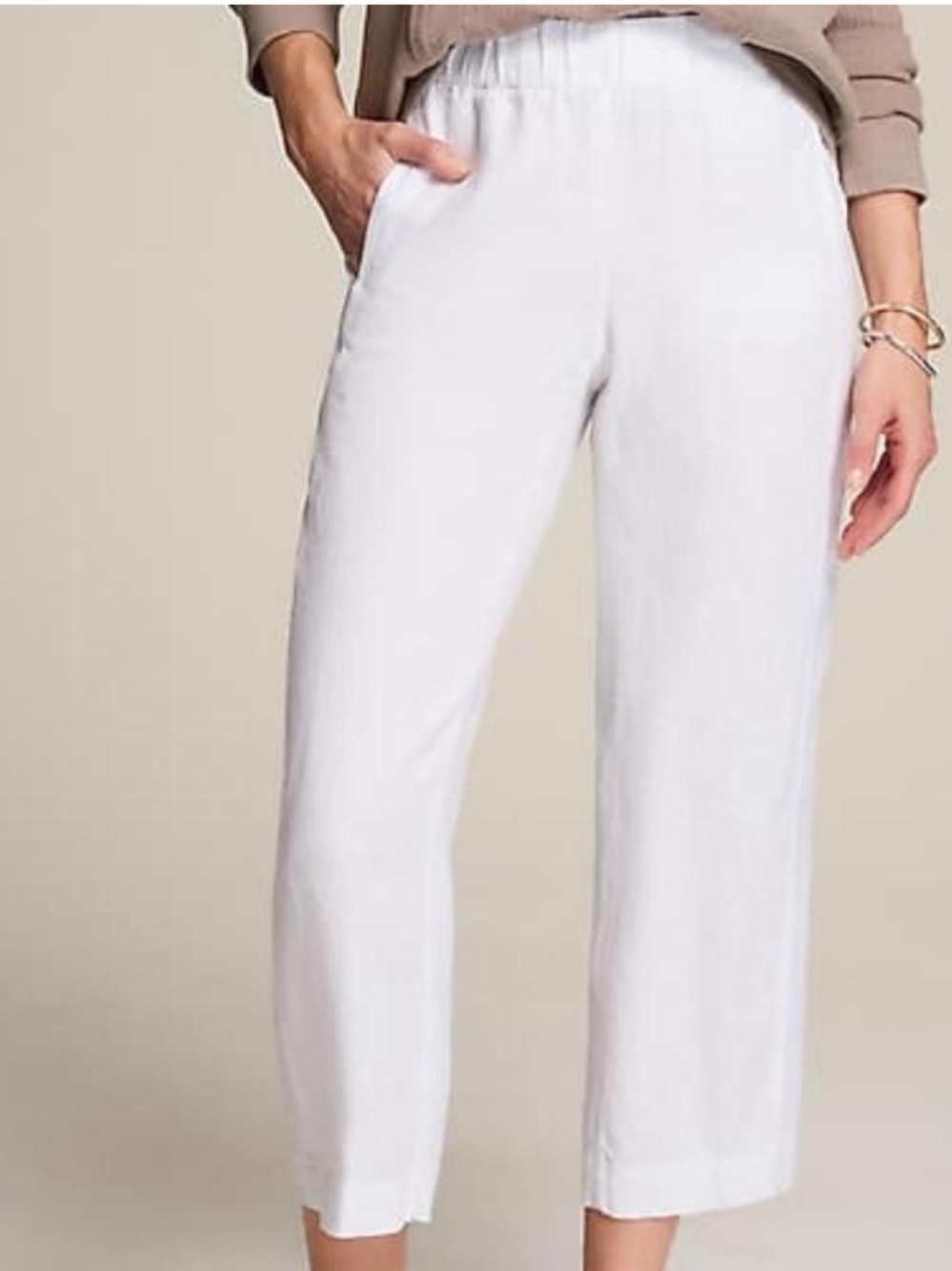 J. Jill White Linen Cropped Straight Pants Size XS